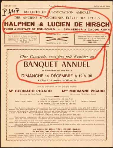 Bulletin de l’Association Amicale des Anciens Elèves des Ecoles Halphen et Hirsch  NS29 (déc. 1969)